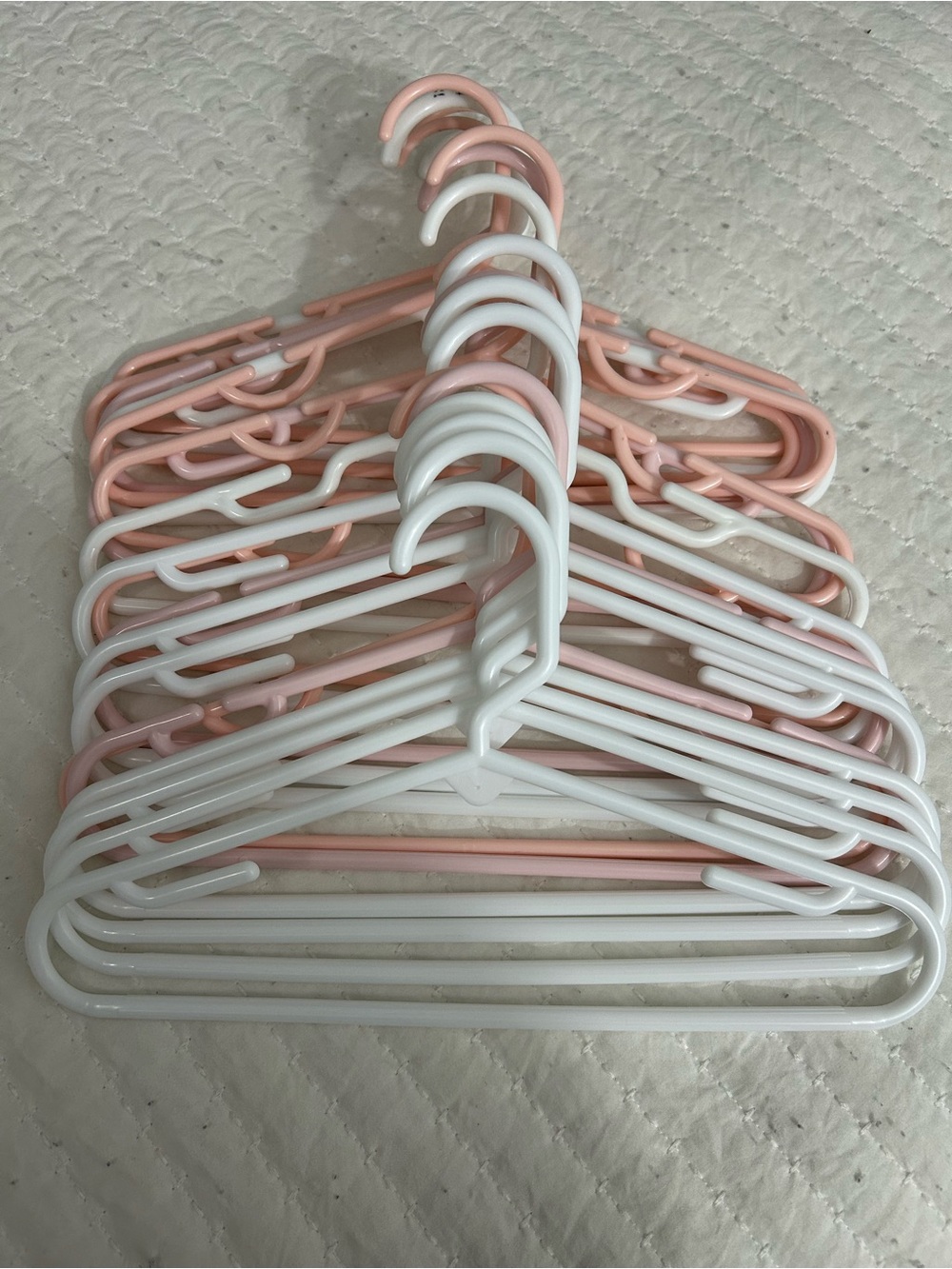 Set of plastic White & Pink kids/baby Clothes Hangers